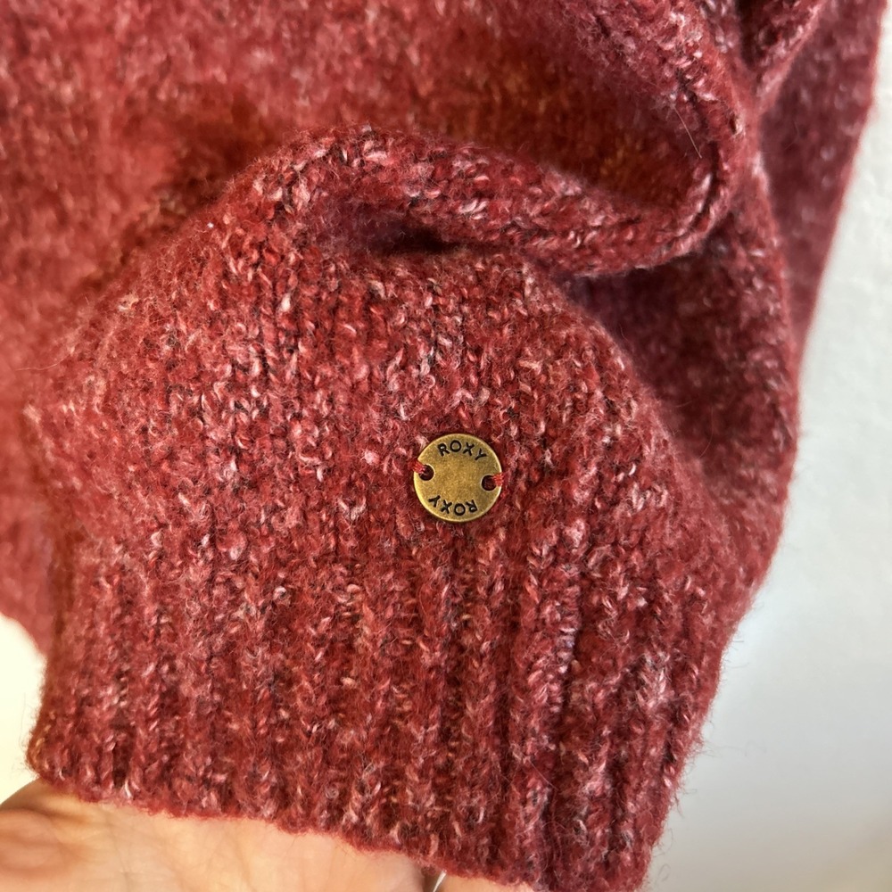 Roxy Heathered Red Long Sleeve Button Front Cardigan Womens Sweater Size Small - Picture 3 of 8